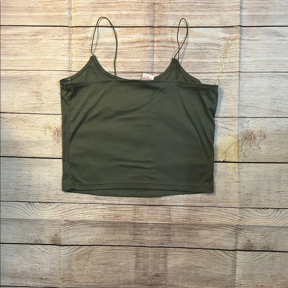 No Boundaries Olive Green Ribbed Camisole Tank - Picture 3 of 4